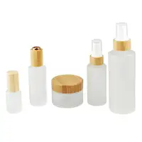 1/2 oz  Frosted Clear Pumps Tops Bamboo Lotion Glass Dropper Bottle 30Ml 50Ml  100Ml 120Ml Frost Glass Mist Spray Bottle