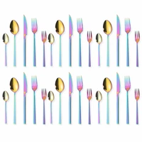 flatware set stainless steel cutlery set kitchen set dinnerware forks spoons knives set tableware mirror silverware dinner set