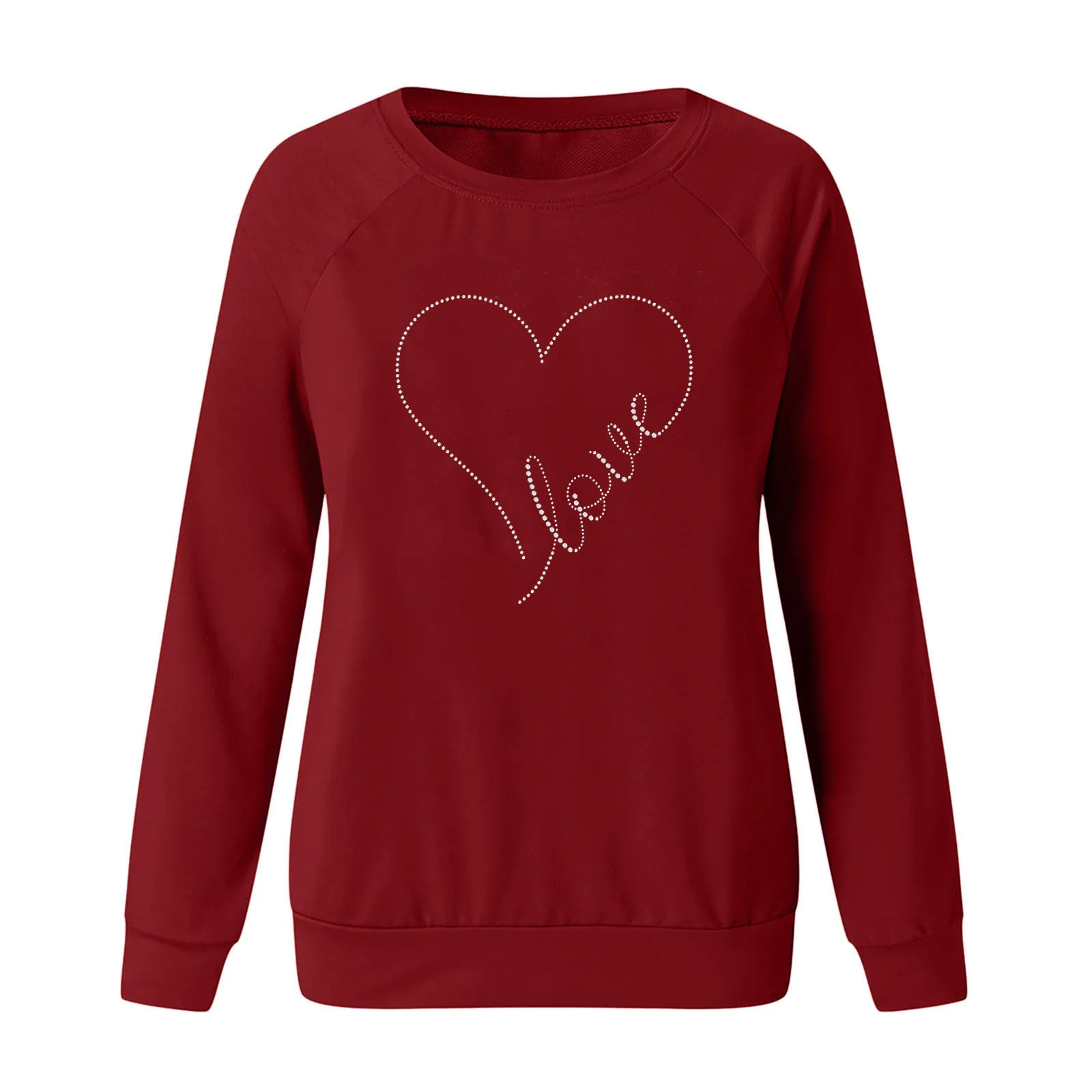 

Girl Valentine's Day sweatshirt women bling Rhinestone Long Sleeve O-Neck Tops oversized hoodie sudadera