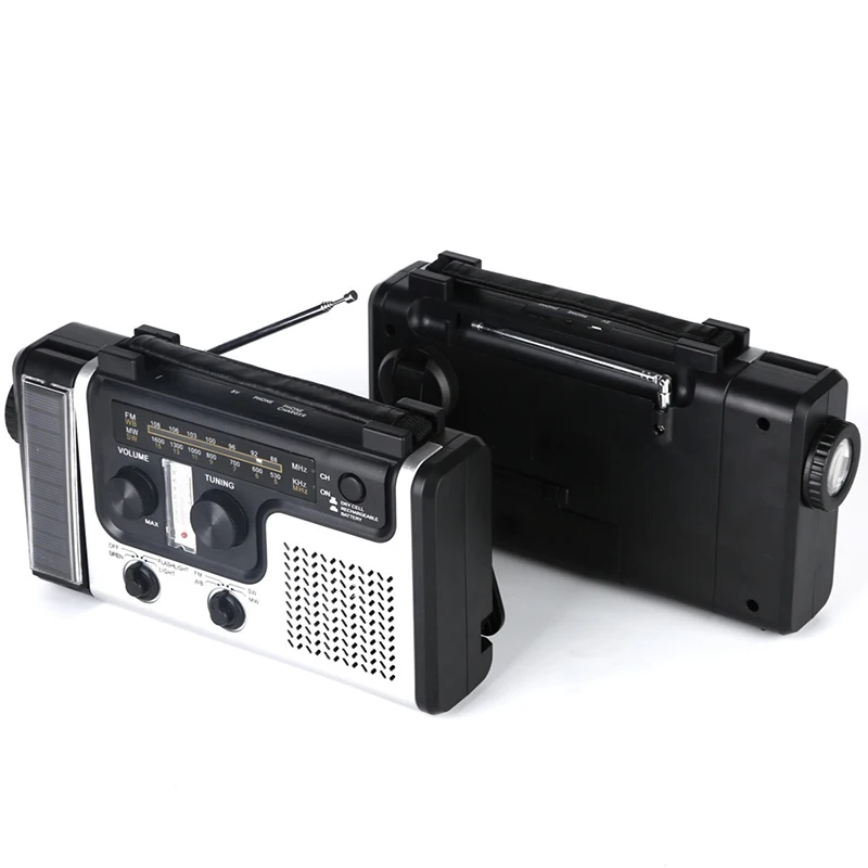 

Outdoor Multifunctional Solar Radio Portable FM / AM Radio Built-in Speaker Support LED Emergency Flashlight Table Lamp