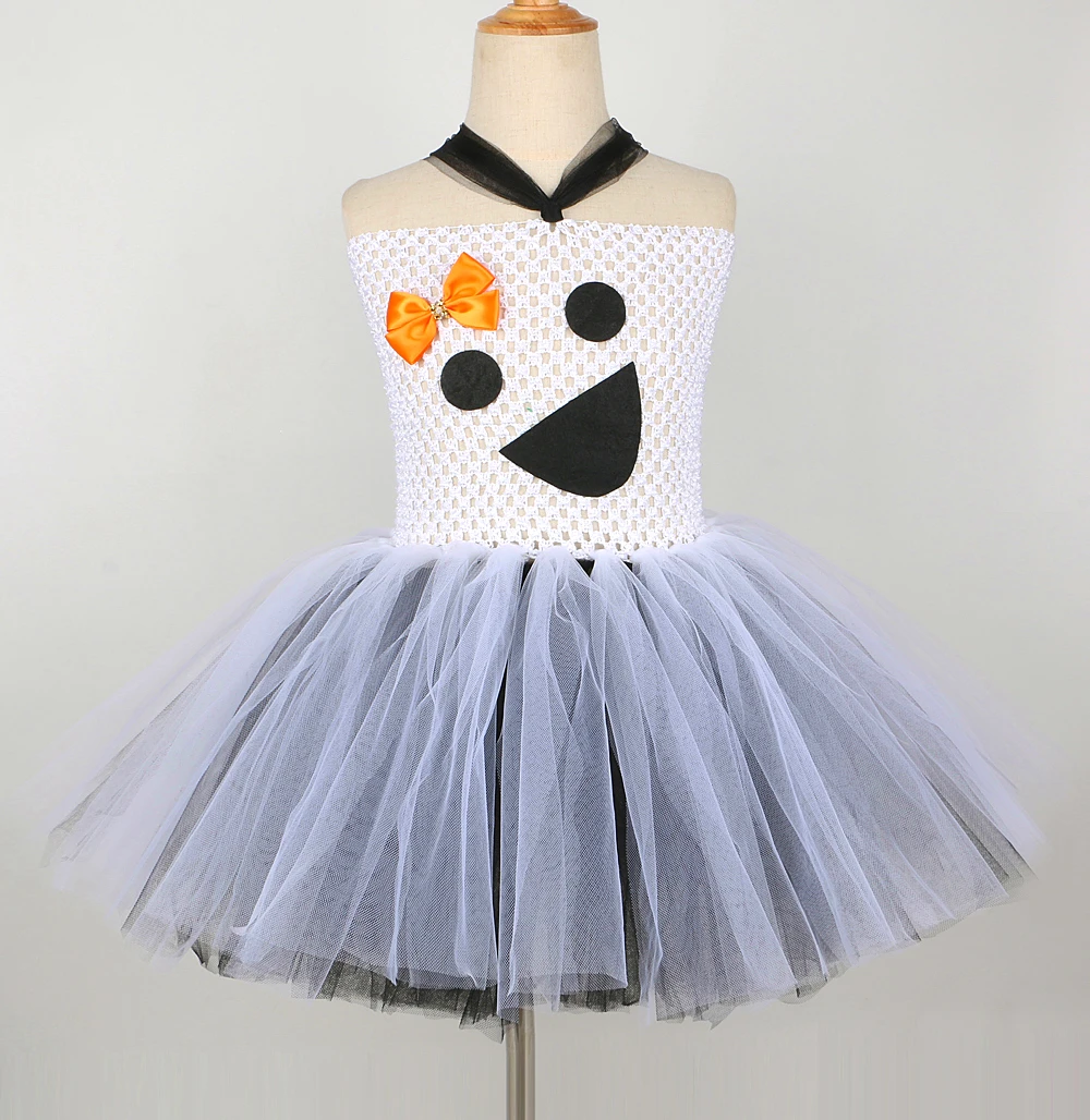 Белое черное платье-пачка с призраками для маленьких девочек костюмы на Хэллоуин