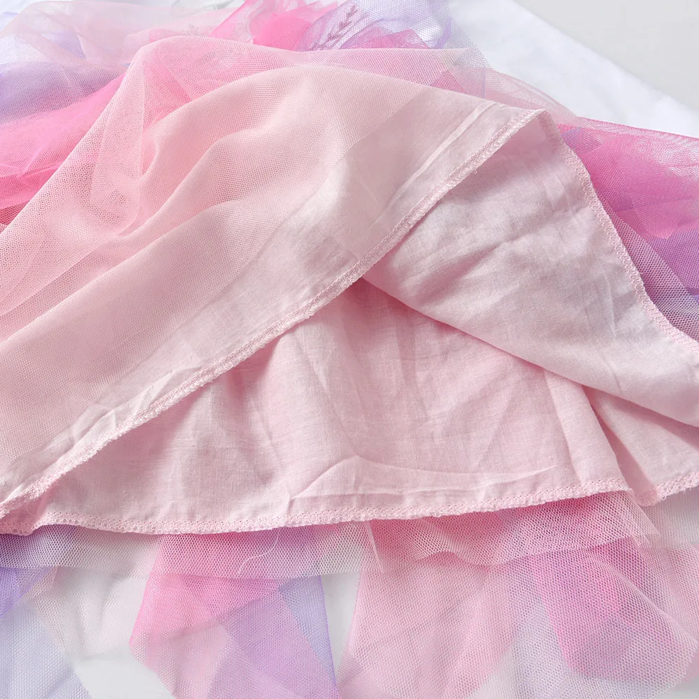 DXTON-vestidos de princesa para ni&ntilde;as, tut&uacute; Irregular, ropa de unicornio, apliques florales, vestido de fiesta de cumplea&ntilde;os-3