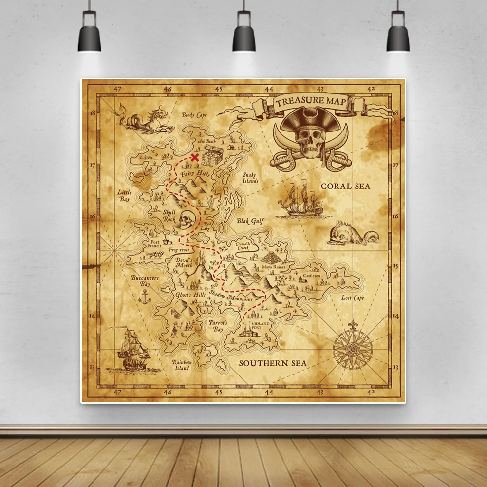 

Laeacco Pirate Treasure Map World Pattern Backgrounds For Photography Baby Portrait Birthday Party Photo Background Photo Studio
