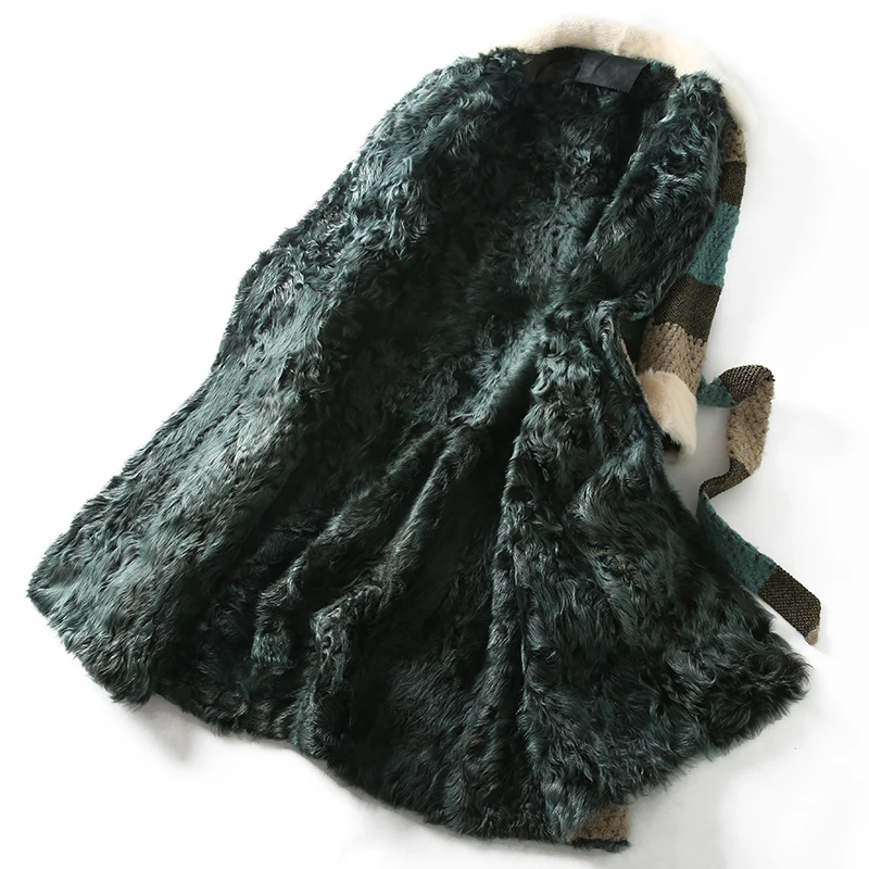 Natural Fur Coat Female Winter Real Wool Liner Mink Fur Collar Jacket Women Vintage Double Faced Tops Korean Fur Jackets 17809