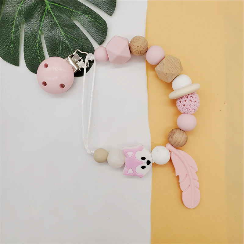 Силиконовая соска-пустышка с деревянными бусинами пустышка зажимом симпатичная