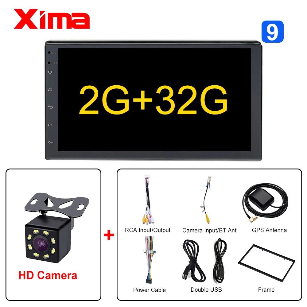 728-32-CAM XIMA Android9.0 2Din Car Radio Multimedia Player " Universal RAM2G GPS Navigation Audio Player For Nissan Toyota Hyundai Polo - Цвет: 728-32-CAM
