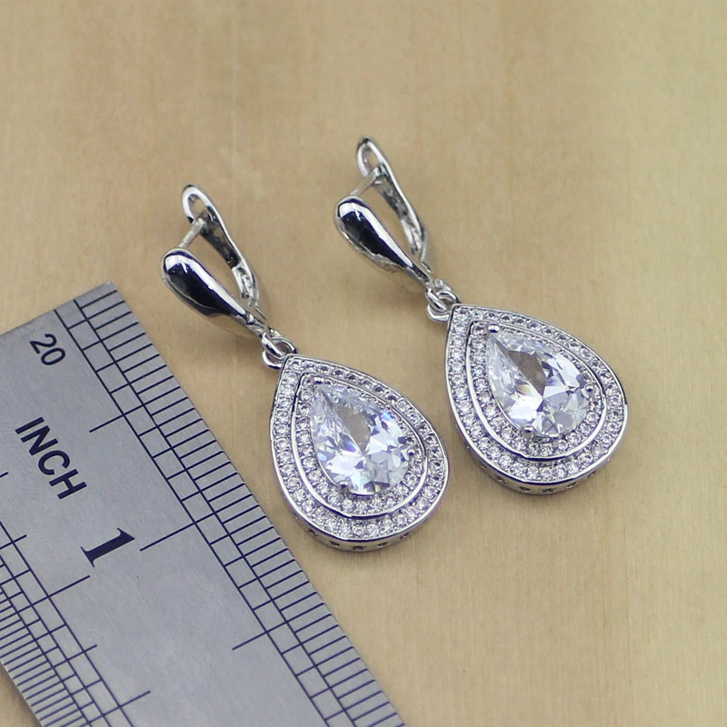 Модные Овальные Кристаллы с белым цирконием ювелирные наборы из стерлингового