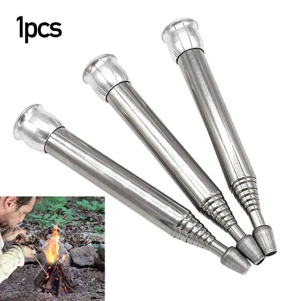 

Outdoor Cooking Survival Blow Fire Tube Portable Fire Tube Blowpipe Retractable Steel Fire Camping Blow Starter Tube Stainl E1F9