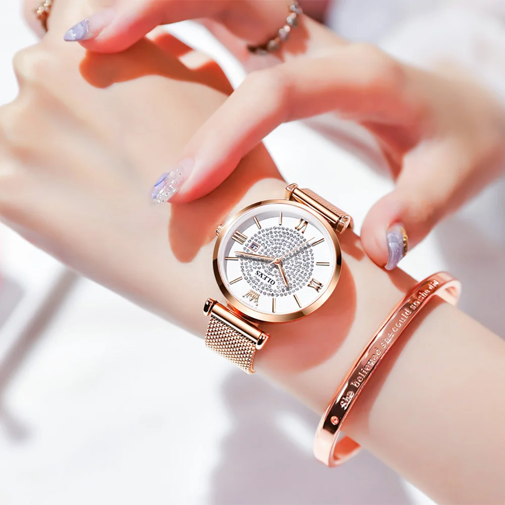 

Japan Quartz Movement High Quality 32mm hannah Martin Women Stainless Steel Mesh Rose Gold Waterproof Ladies Watch Dropshipping