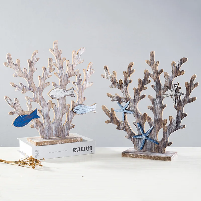 

Mediterranean Style Ocean antique wooden removable coral tree tabletop Home Decor Bar Counter Porch Aquarium Artificial