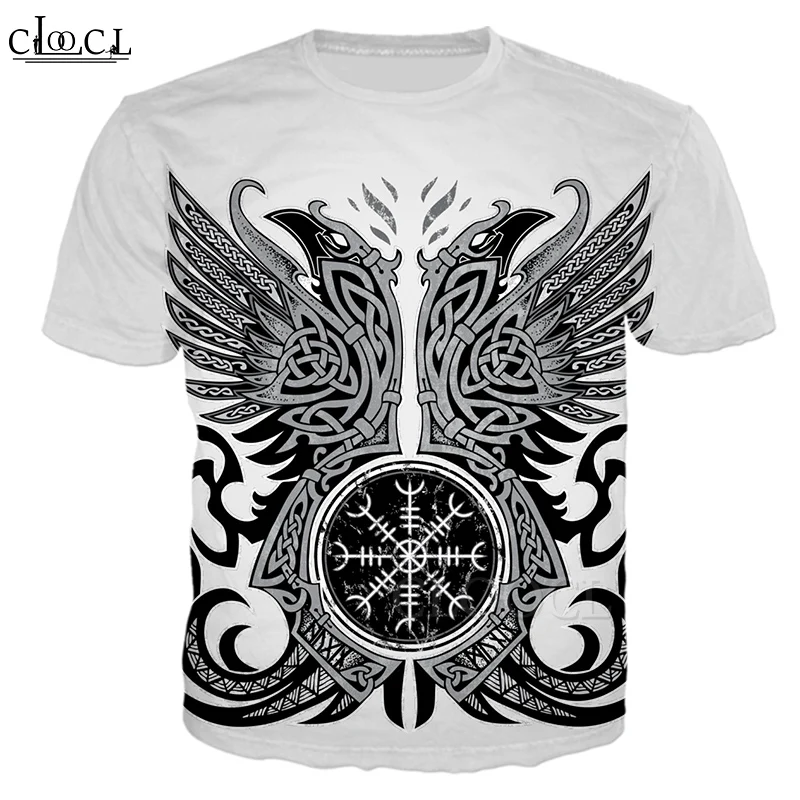 Футболка CLOOC в скандинавском стиле с 3D принтом черепа викингов модная рубашка