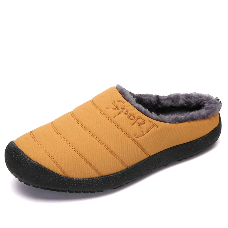 

New Winter Slippers for Men and Women Warm Indoor Shoes Waterproof Non-slip Home Slippers Big size