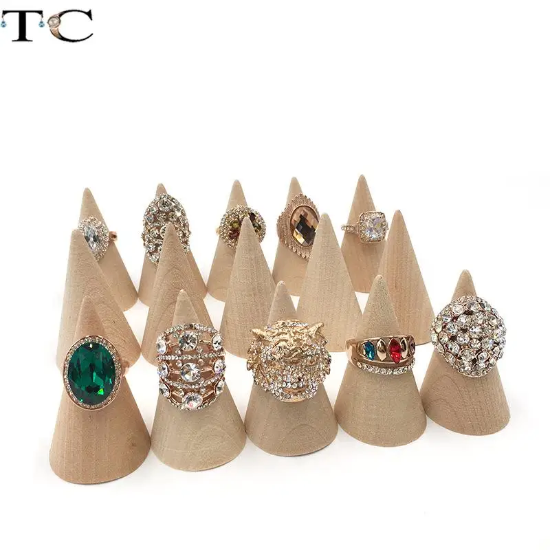 

Solid Wood Conical Ring Display Stand Jewelry Hand Jewelry Display Rack Window Counter Double Ring Display Rack