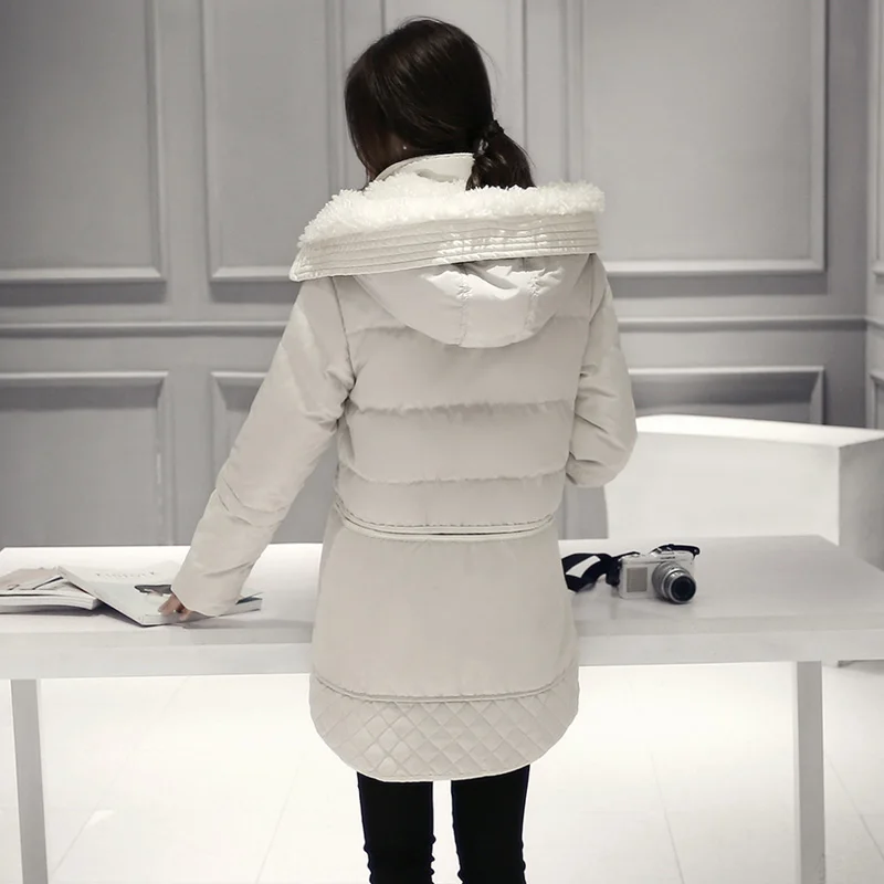 Женская зимняя куртка с капюшоном средней длины|Женские парки| |