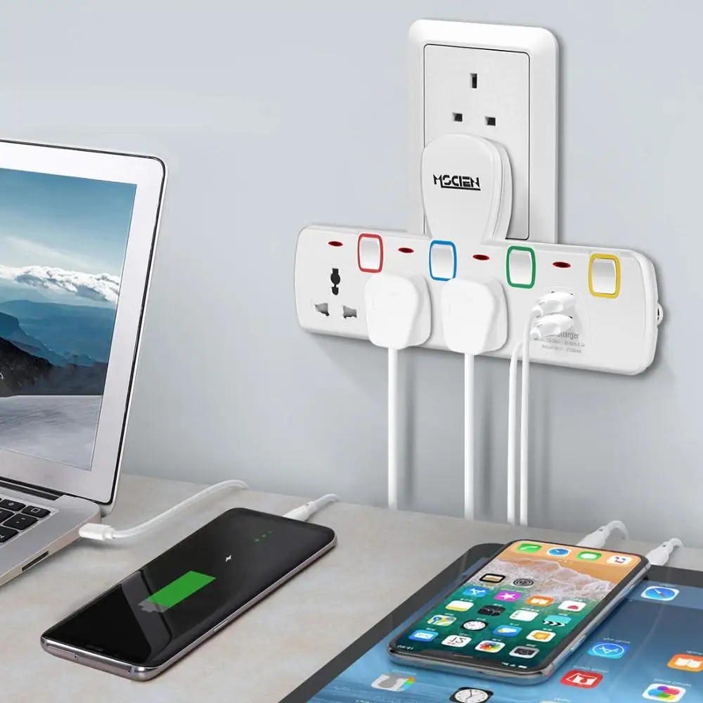 Mscien 3 Way Разъем расширения с 2 портами (стандарт Multiplug зарядное гнездо
