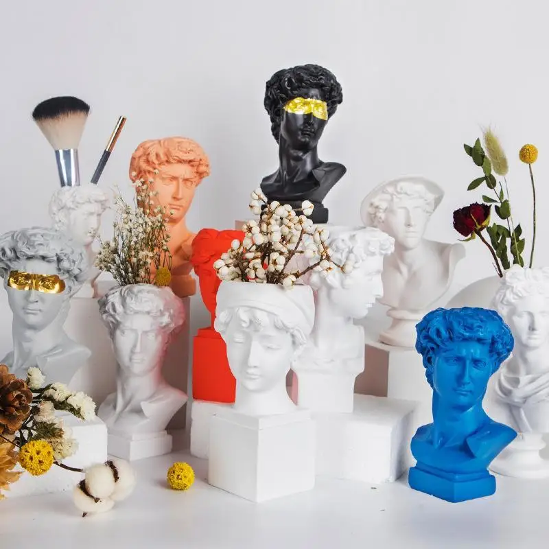 

Resin Vase Home Decor Flower Pot Home Decoration Pen Holder Makeup Brush Holder Storage Box European Sculpture Art Statue Model