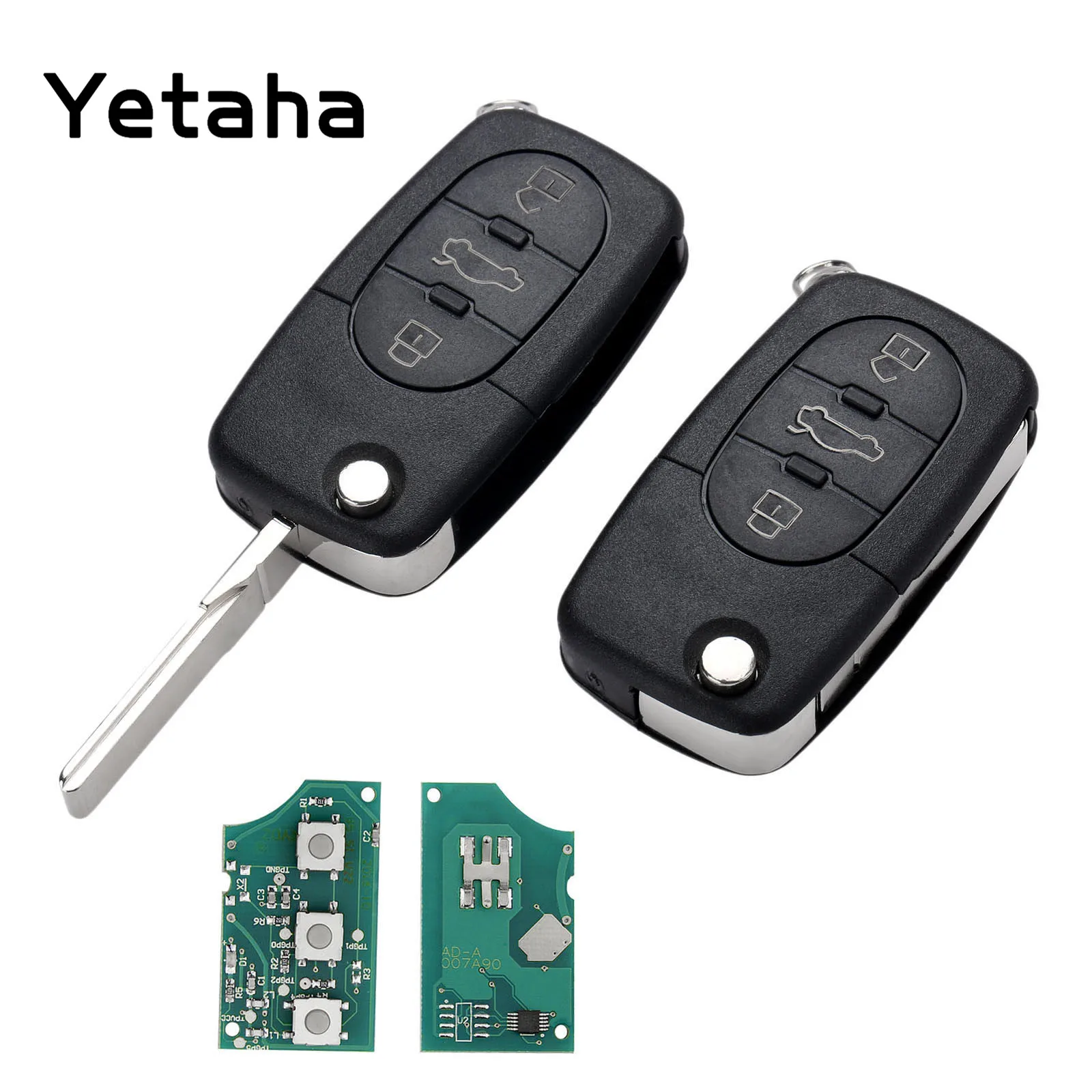 Автомобильный ключ без ключа Yetaha 2 шт. 3 кнопки 433 МГц 4D0 837 231 K 4D0837231K для Audi A6 TT с