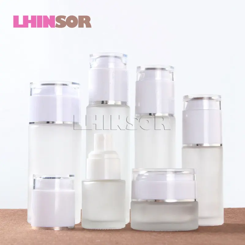 5 шт./лот матовая стеклянная бутылка для лосьона баночка крема бутылки с