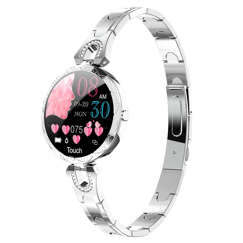 Silver Модные часы Smart Watch Для женщин Водонепроницаемый Мониторинг частоты сердечных сокращений Bluetooth шагомер для IOS и Android Фитнес браслет «Умные» часы - Цвет: Silver