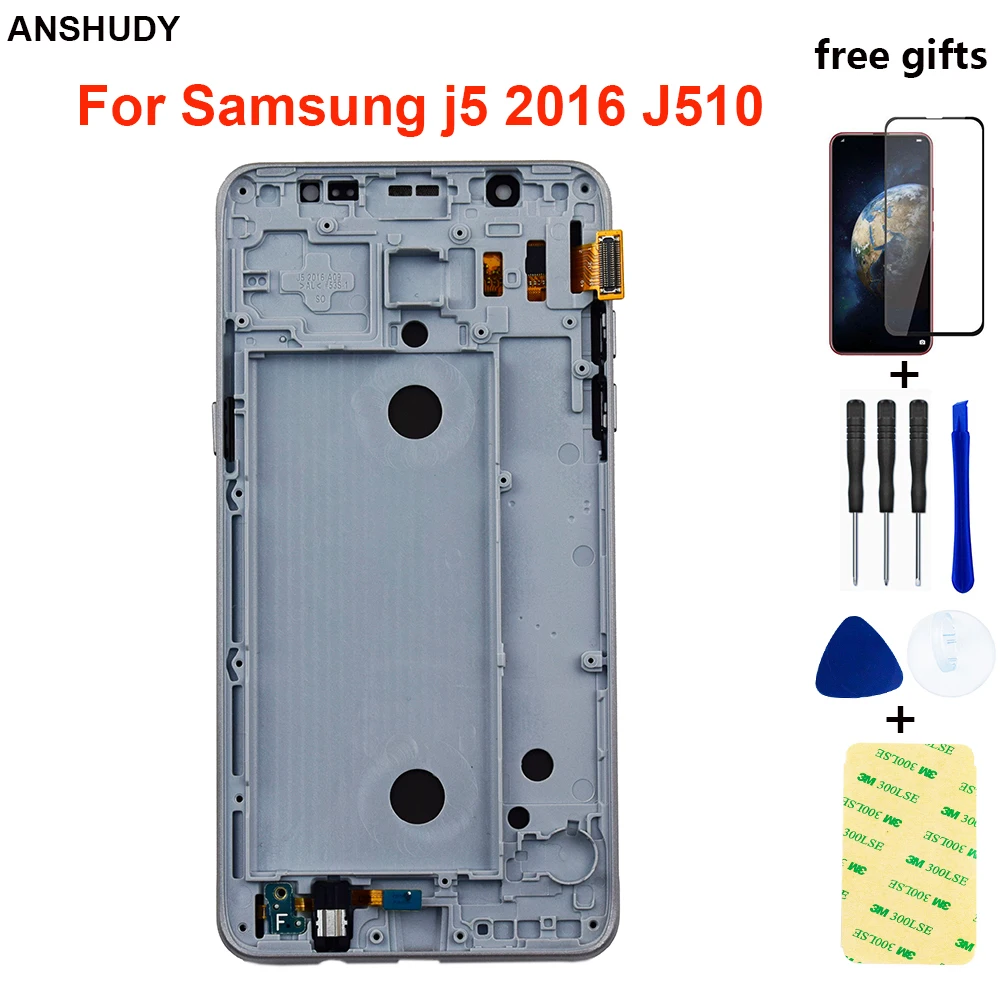 Для Samsung Galaxy J5 j510 Дисплей Сенсорный экран дигитайзер в сборе для Samsung J510F ЖК-дисплей J510FN J510M J510Y J510G рамка