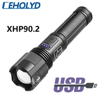 xhp50 2 usb rechargeable flashlight high quality xhp70 2 tactical hunting light power supply 18650 aaa battery zoom flashlight