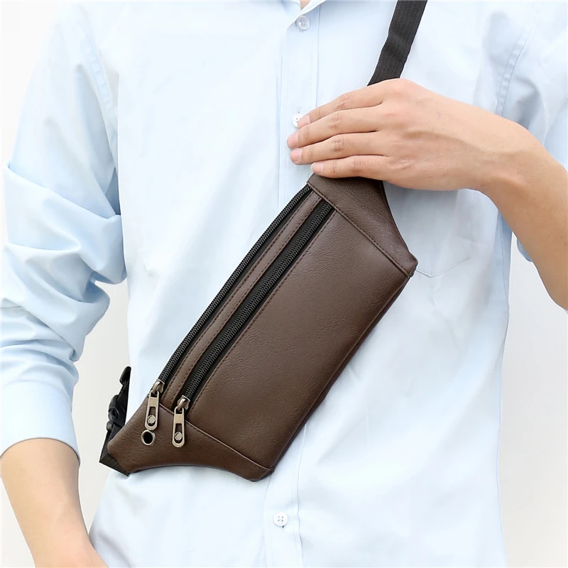 

Brand Men's Waist Bag Leather Male Fanny Pack New Male Shoulder Chest Bags for Phone Travel Man Belt Pouch Murse Bag 2020 New