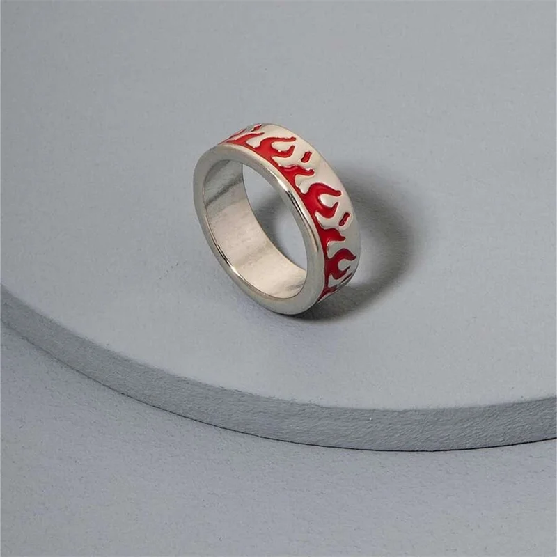 

Trendy Stainless Steel Jewelry Enamel Epoxy English Letter Couple Ring Black Red Ring anillo hombre anillos mujer