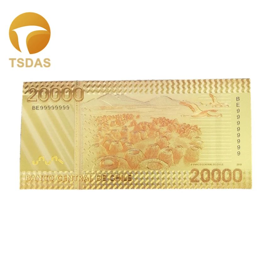 10 шт. цветные яркие Серебристые 24 каратные золотистые пластиковые банкноты 20 000