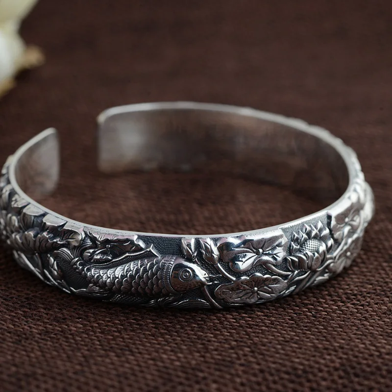 Женские однотонные браслеты из чистого серебра 990 пробы широкие классические