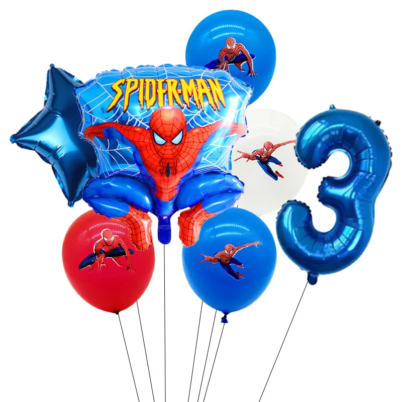Воздушные шары в виде Человека-паука 7 шт./компл. на 1-9 лет гелиевые супергерои