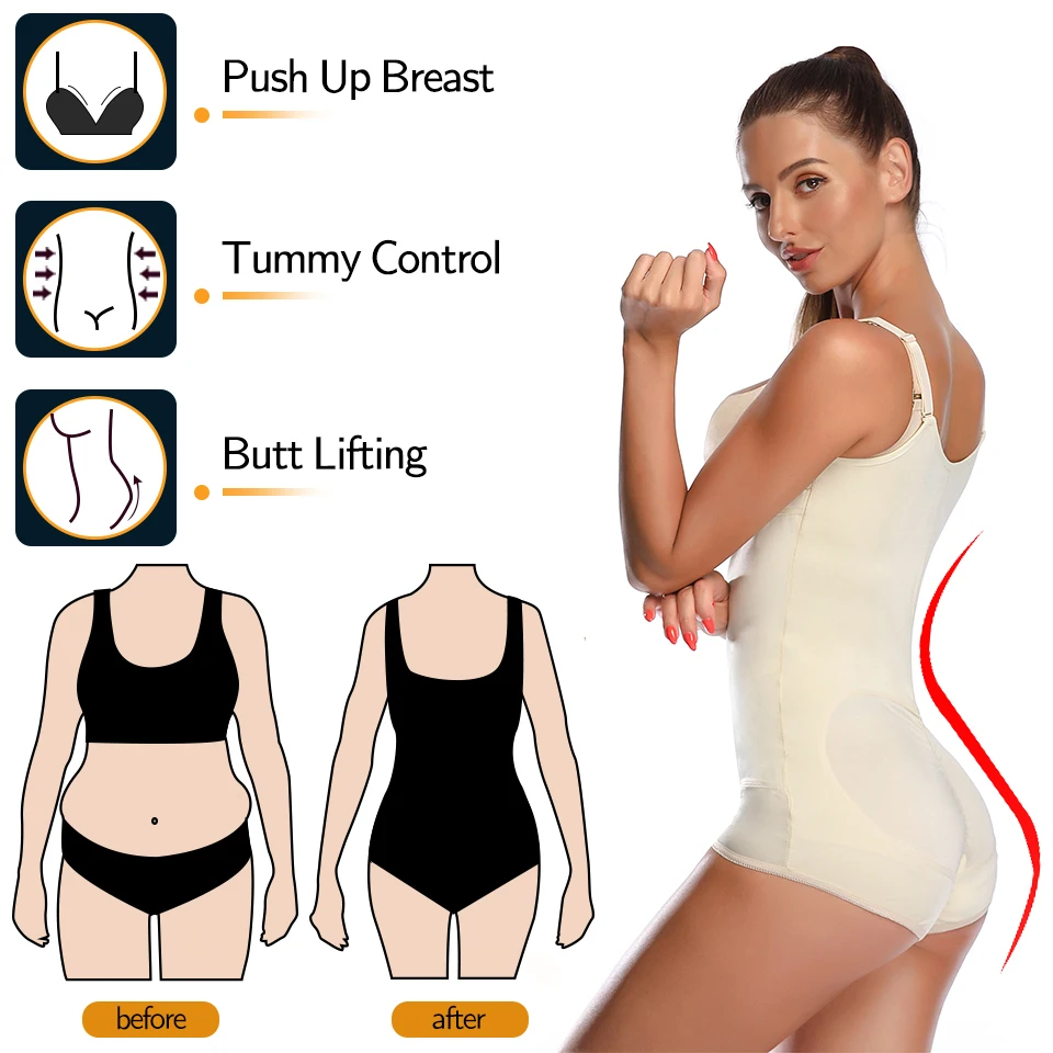 Shapewear for Women Tummy Control Fajas Colombianas Body Shaper for Women Zipper Open Bust Bodysuit Waist Trainer Slimming