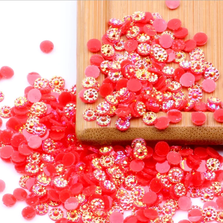 

Jelly Scarlet Color 2mm,3mm,4mm,5mm,6mm Facets FlatBack Resin Rhinestone Nail Art Garment Decoration Stones/Beads