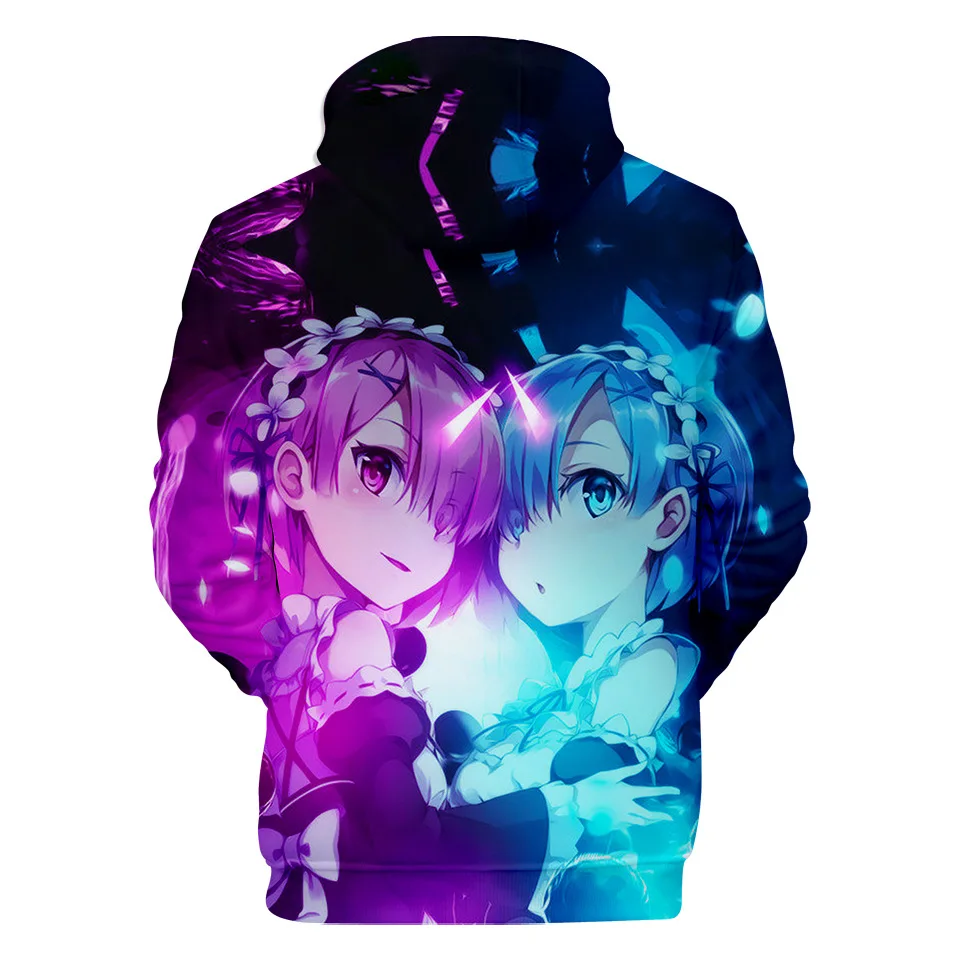 Natsuki Subaru Толстовка Re ZERO пусковая Аниме толстовки Rem Ram для женщин/мужчин Emilia пары Косплей куртка свитер Одежда