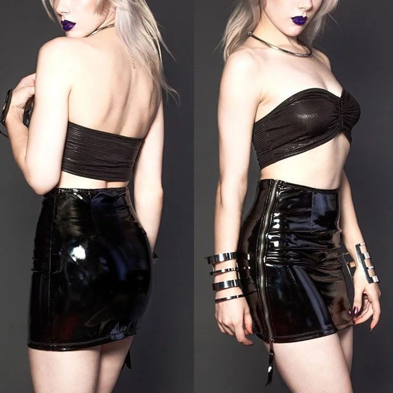 Женская мини юбка из искусственной кожи на молнии|Женские юбки| |