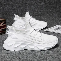 white mens casual shoes fashion breathable lace up light shoes for men comfortable outdoor male sneakers vulcanized shoes