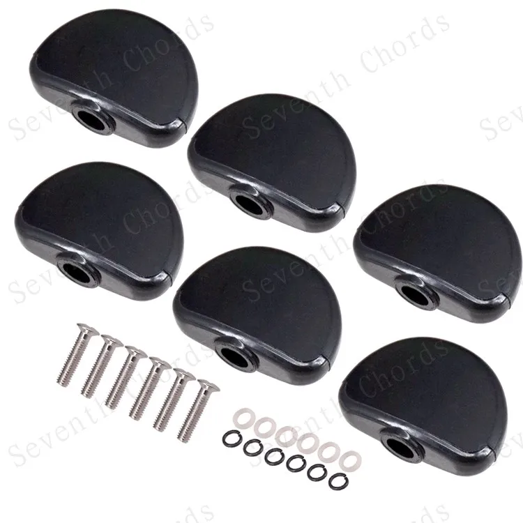 6 шт черный Пластик большой полукруглой формы гитарные Колки тюнеры Замена