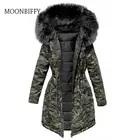 Женская зимняя куртка, женские парки с капюшоном, Женская камуфляжная свободная парка с меховым воротником, куртки с хлопковой подкладкой, уличная одежда
