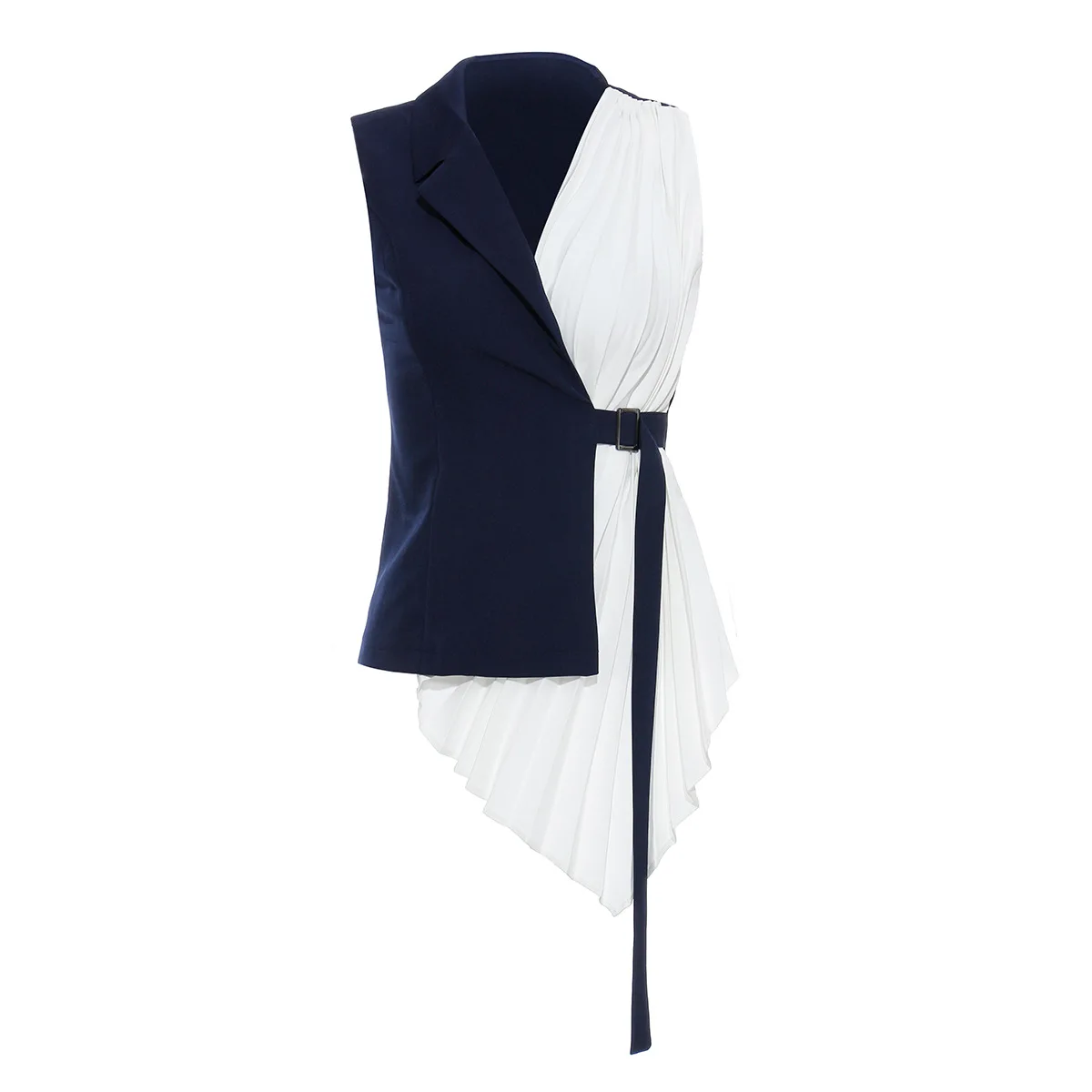 

DEAT 2021 New Spring And Summer Fashion Casual Irregular Sashes Slim Retractable Waist Button Loop Top Waistcoat Female SH642