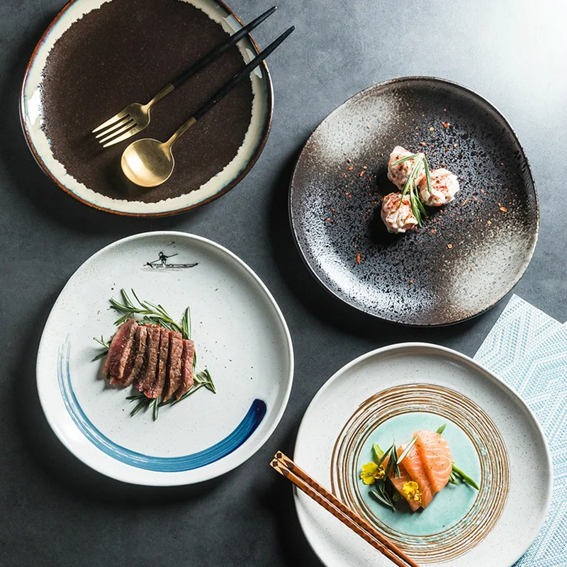 

Керамическая круглая обеденная тарелка CHANSHOVA в стиле ретро, тарелка для стейка, десертный поднос, фарфоровая кухонная утварь H086