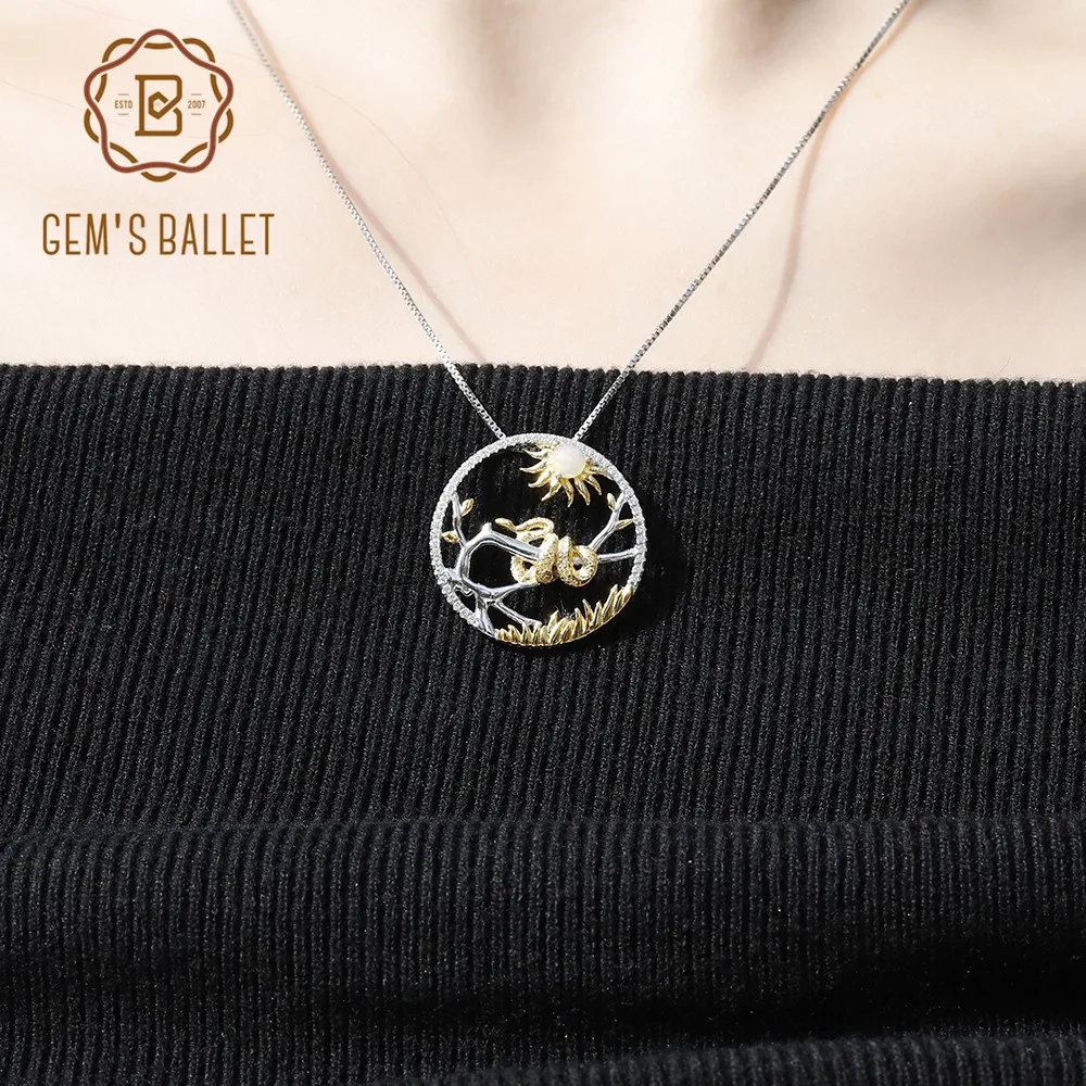 GEM'S балет змея 12 Китайский Зодиак ювелирные изделия 925 пробы серебро натуральный Африканский опал драгоценный камень кулон ожерелье для женщин