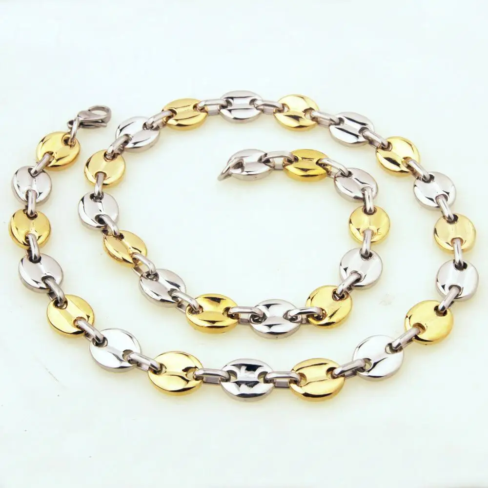 Ожерелье женское из полированной нержавеющей стали золотистого цвета ширина 7 мм