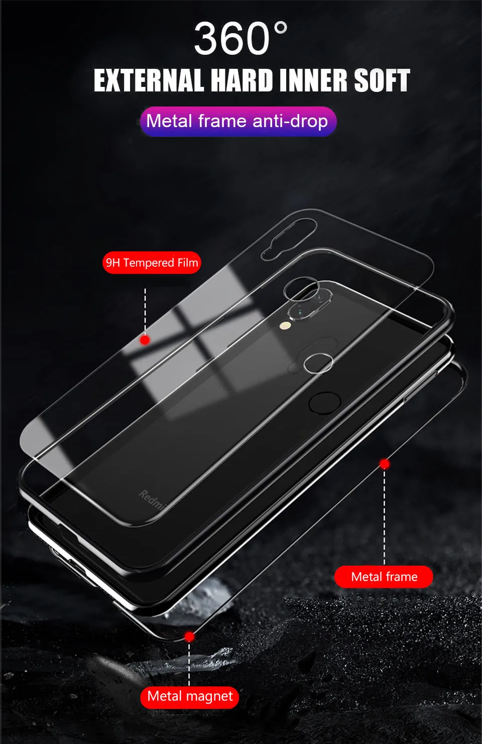 Металлический магнитный чехол для Xiao mi Red mi Note 7 6 5 K20 Pro противоударный чехол для Xiaomi mi 9T 9 SE CC9 CC9e A3 Lite стеклянная задняя крышка