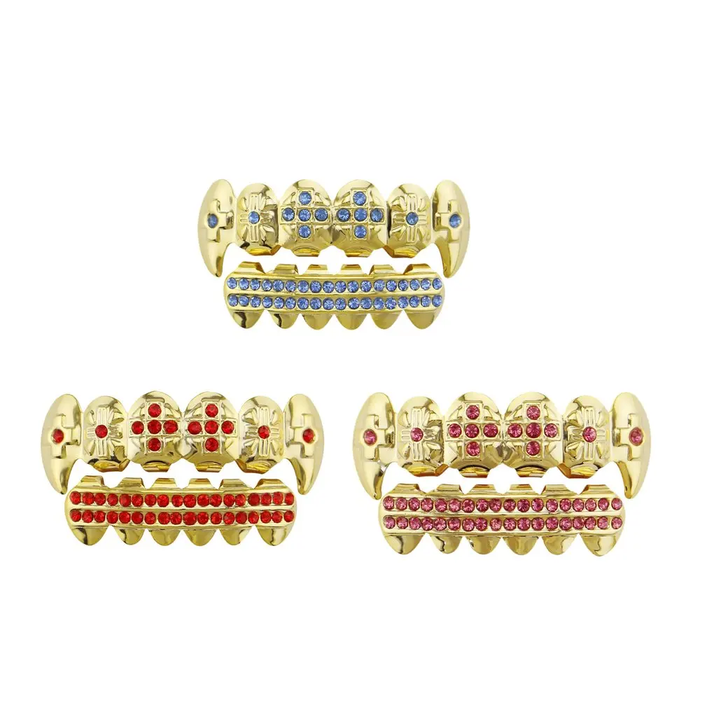 GENBOLI Metal Hip Hop Braces Top And Bottom Teeth Bling Set Halloween Party Jewelry Body ToothN | Украшения и аксессуары