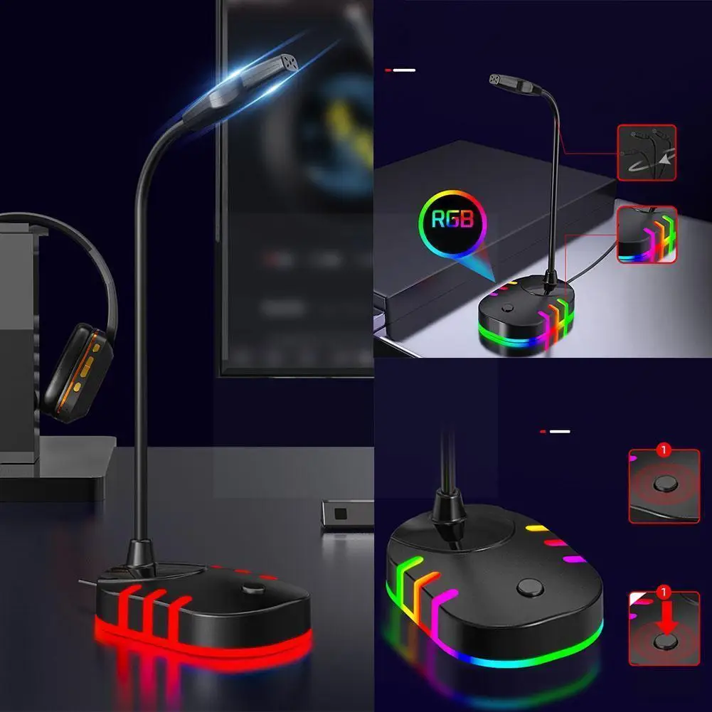 

1pc Upright Microphone Condenser Microphone Gaming Can Closed Be Computer And Microphone Desktop Foldable Microphone G8l9