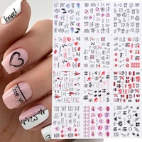 12pcs valentines manicure love letter flower sliders for nails inscriptions nail art decoration water sticker tips glbn1489 1500