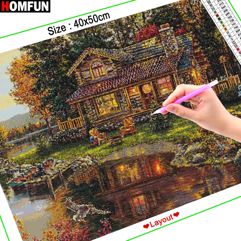homfun diamond painting cross stitch pattern 5d diamond embroidery beautiful scenery house home decor diy diamond art a27735 free global shipping