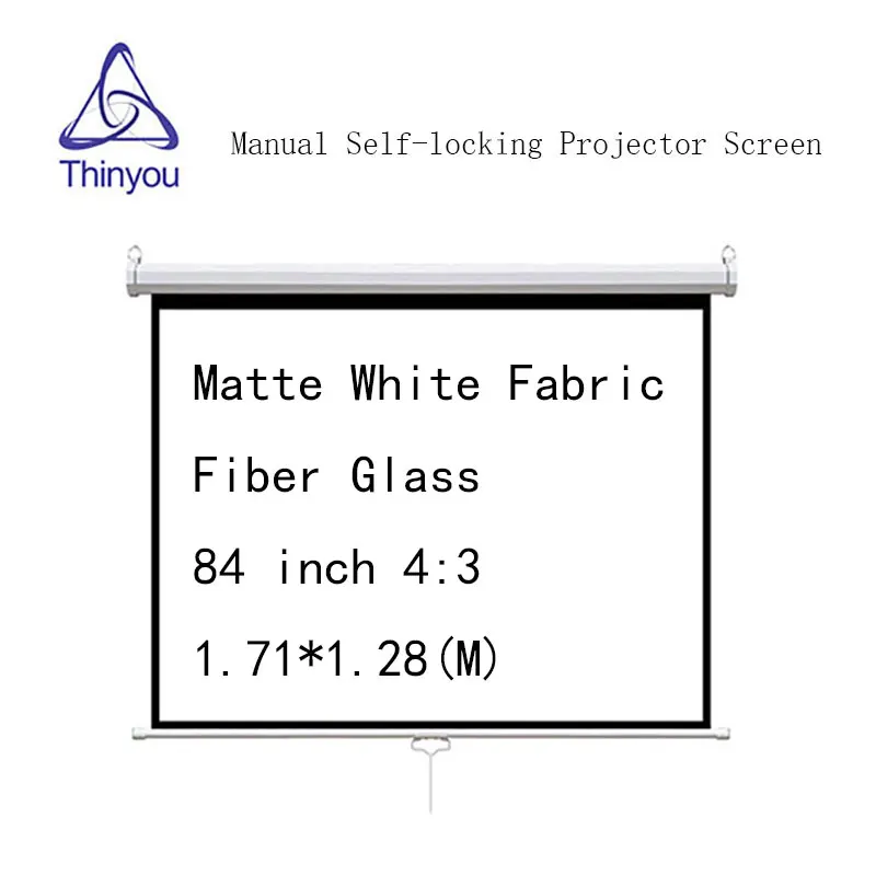 

Thinyou 84inch 4:3 Matte White Fabric Fiber Glass Manual self-locking Projector Screen Wall Mount Pull Down For Cinema Office