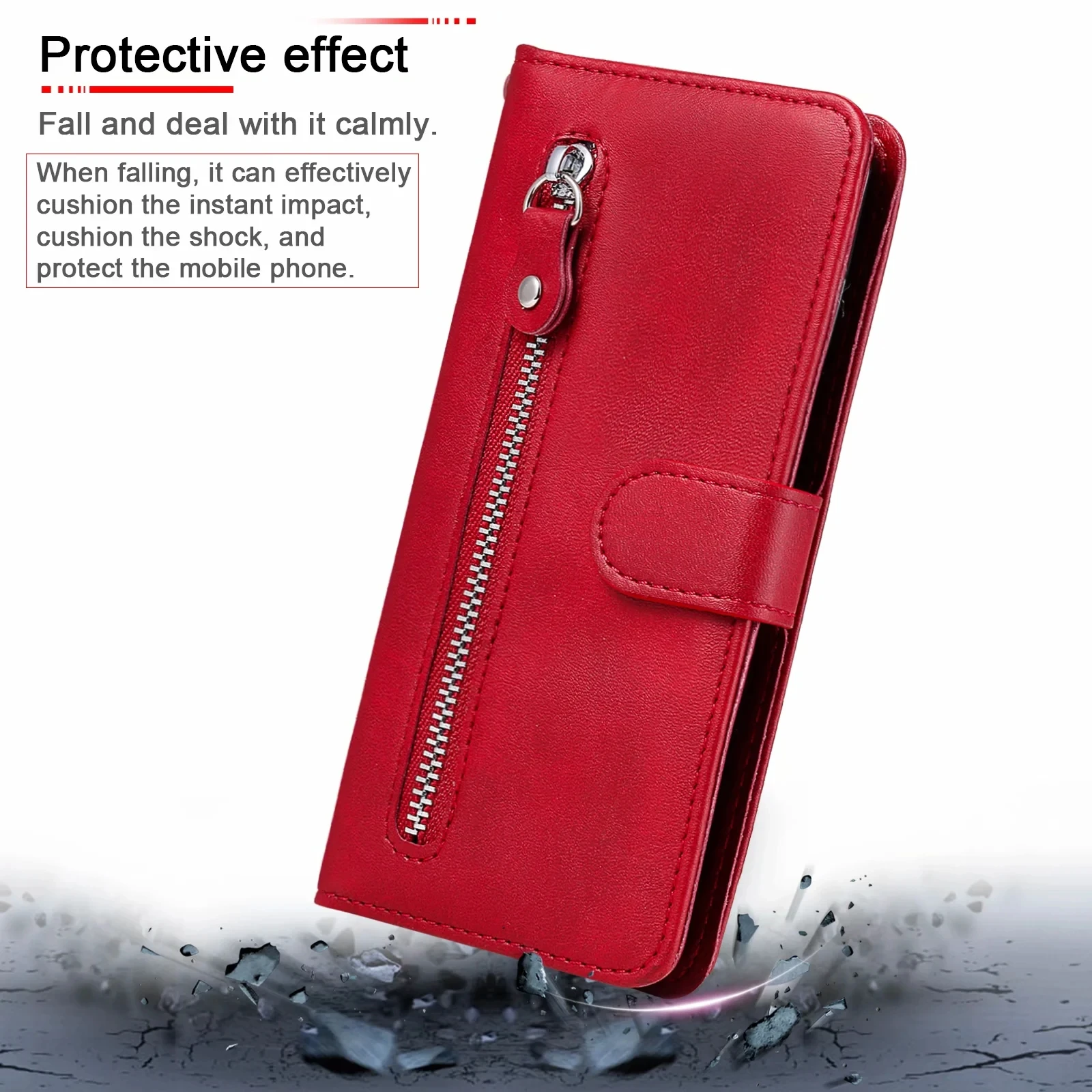 

Zipper Leather Flip Case For Realme 7 Pro Phone Flip book Cases For Oppo Realme 7 Case wallet Card cover On Realme 7 fundas bag