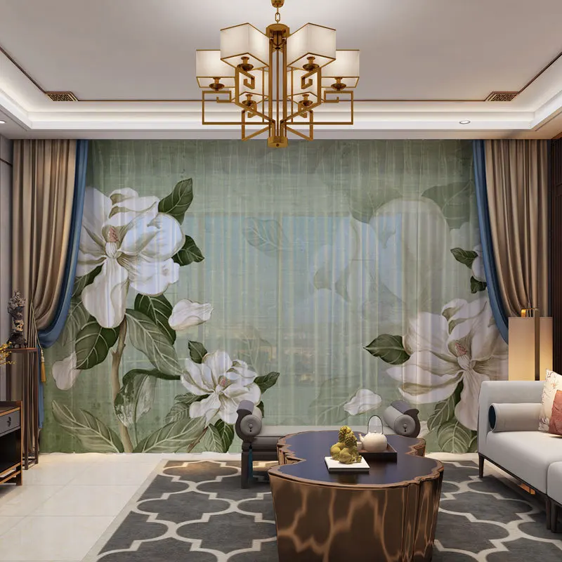 Шторы с цветочными птицами в китайском стиле занавески из натуральной тюлевой