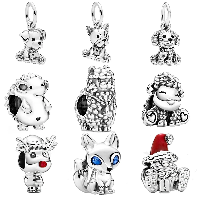 

Autumn 925 sterling silver Animal series Sparkling Blue Eyed Fox Charm Beads Fits original Bracelets Necklace Fashion Jewelry